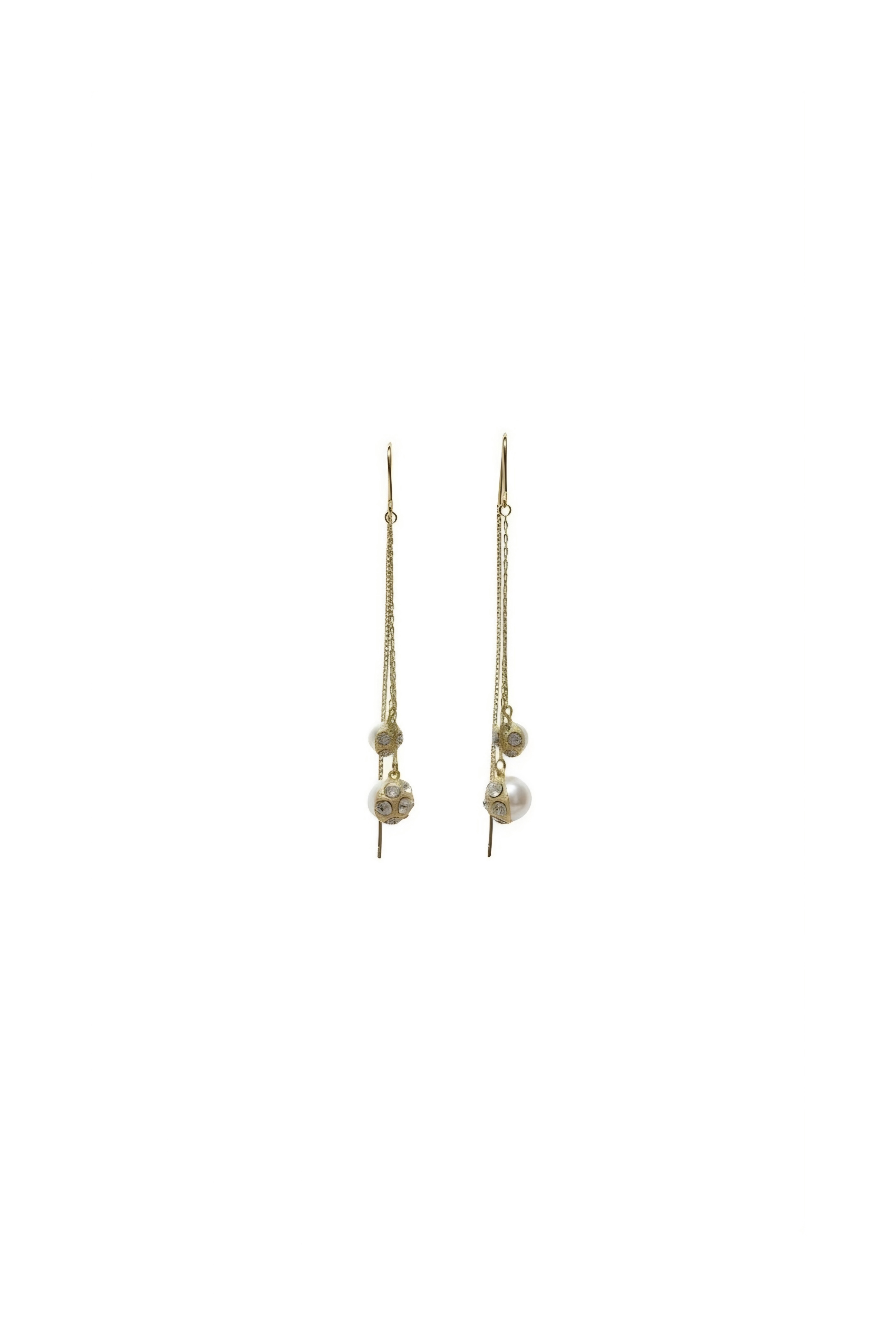 Crystal Beaded Pearl Drop Earrings